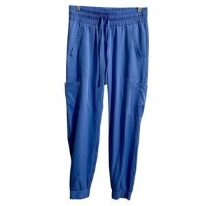 Soulful Scrubs Pants Blue Women Sz Small Jogger Wide Elastic Waistband 3502
